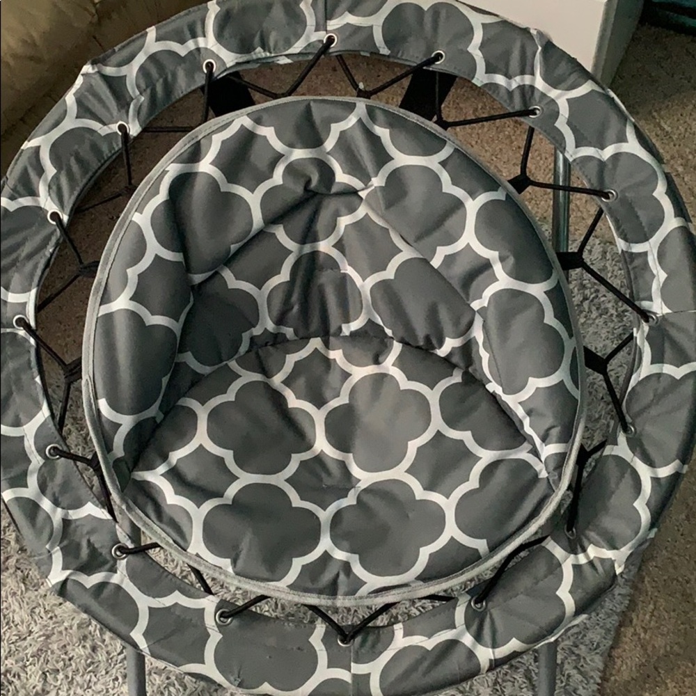 Grey chair that is “bouncy”